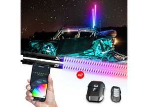 XK Glow - Xkmax 32in Rgbw Led Whip Light Kit For 4x4/offroad/utv/atv (2pc) - MX-WHIPC-ADV