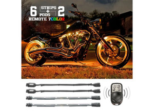 XK Glow - 2x10 Flex Strips 7 Color Remote Control Led Accent Light Motorcycle/atv/snowmobile - XK034015