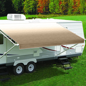 Carefree of Colorado - Replacement Awning Vinyl Fabric 13ft 2in Camel Shale Fade Wht Weatherguard - JU146B00