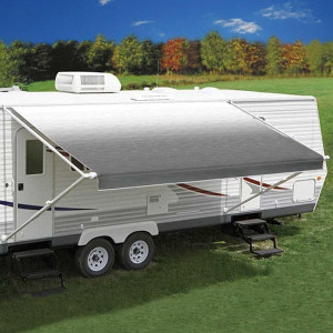 Carefree of Colorado - Replacement Awning Vinyl Fabric 14ft 2in Silver Shale Fade Wht Weatherguard - JU156D00