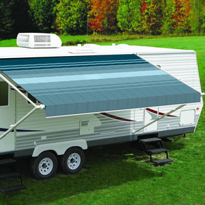 Carefree of Colorado - Replacement Awning Vinyl Fabric 15ft 2in Teal Dune Stripe Wht Weatherguard - JU168C00