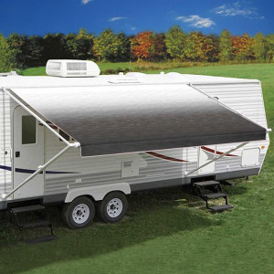 Carefree of Colorado - Replacement Awning Vinyl Fabric 19ft 2in Black Shale Fade Wht Weatherguard - JU206E00