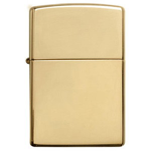 Zippo Windproof Lighter High Polish Brass w/o Solid Brass EngravedHigh Polish Brass - 254B