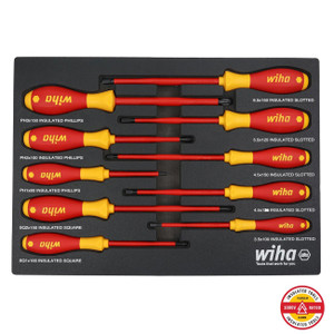 Wiha Insulated SoftFinish Cushion Grip Screwdriver Tray Set (10 Piece) - 32080