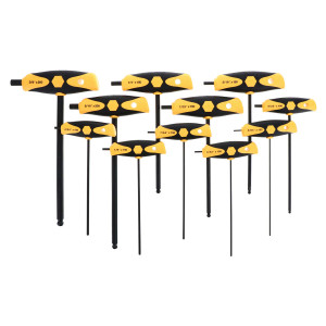 Wiha Soft Grip Dual Drive Ball End SAE Hex T-Handle Inch Black Finish (11 Piece Set) - 33494
