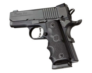 Hogue 1911 Officers Model Rubber Grip with Finger Grooves (Black) - 43000