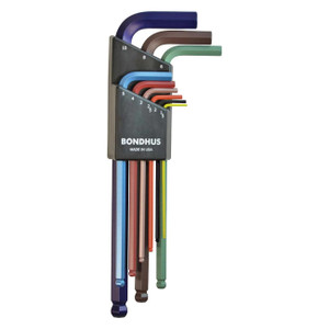 Bondhus ColorGuard Plated Balldriver Metric Ball End HEX L-Key Set (9 Piece) - 69499