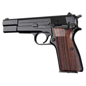Hogue Browning Hi-Power models: Checkered Hardwood Grip Panels (Hardwood Cocobolo) - 9811