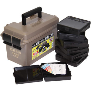 MTM 45 ACP Ammo Can for 700 rd. Includes 7 each P-100-45's Dark Earth - ACC45