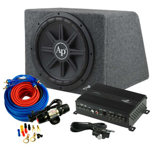 Audiopipe Single 12" - 1000Watt Bass Package - Single Loaded 12" Box with Amp & Amp Kit - APSB-12112PX