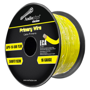 Audiopipe Flexible ECA Primary Cable 16 Gauge 500 Foot Yellow - APV-16-500YLW