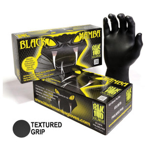 Black Mamba Black Powder Free Textured Nitrile Gloves (XX-Large) 100 per Box - BLK-140