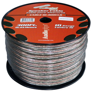 Audiopipe Speaker Wire 10-Gauge 300 Foot Spool - Clear Insulation - CABLE10CLEAR300