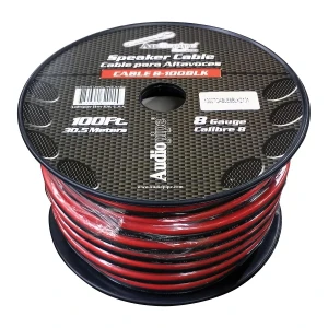 Audiopipe Speaker Wire 8-Gauge 100 Foot Spool - Black/Red - CABLE8-100BLK