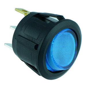 Nippon Round Rocker Switch with Blue LED Illumination (10 pack) - EC1217BLUE