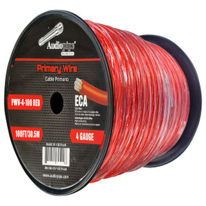 Audiopipe Flexible ECA Power Cable 4 Gauge 100 Foot - Red - PWV-4-100 RED