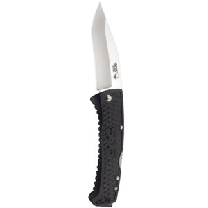 SOG Traction Folding Knife 3.5" Clip Point Plain Blade Black GRN Handles - TD1011-CP