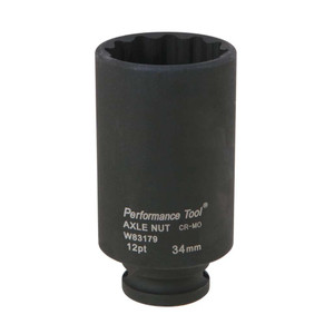 Performance Tool 1/2" Drive 34mm 12-point Axle Nut Socket - W83179