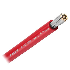 Pacer Red 4 AWG Battery Cable - Sold By The Foot  - WUL4RD-FT