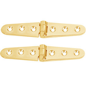 Whitecap Strap Hinge - Polished Brass - 6" x 1-1/8" - Pair - S-0605BC