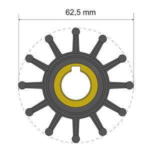 Albin Group Premium Impeller Kit 62.5 x 16 x 32mm - 12 Blade - Key Insert - 06-01-016