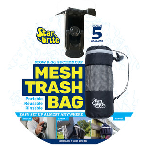 Star brite Mesh Trash Bag w/Locking Suction Cup & Litter Guard Cinch Tie - 5 Gallons - 52074