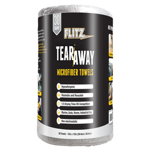 Flitz 12" x 12" Tear-Away Microfiber Towels - Grey *30-Pack - MC330R