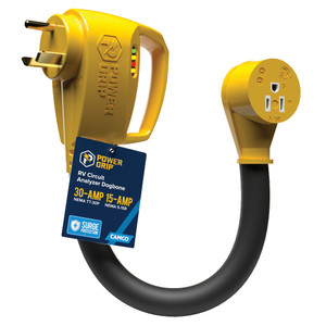 Camco Power Grip RV 12" 30Amp Circuit Analyzer Dogbone - Integrated Surge Protection - 55461