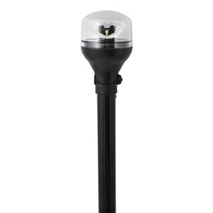 Attwood LightArmor All-Around Light - 12" Black Pole - Black Horizontal Composite Base w/Adapter - 5558-P12A7