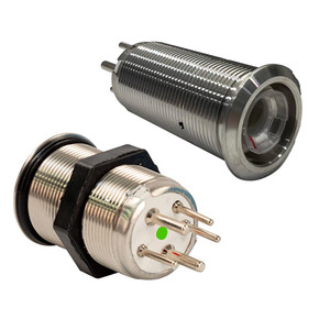Bluewater 22mm Inrush Push Button Switch Momentary Off(On)(On) - Blue/Red/Green LED - Switch Body Only - 9059-2123