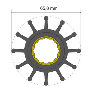 Albin Group Premium Impeller Kit 65.8 x 25 x 80mm - 12 Blade - Spline Insert - 06-01-020