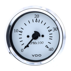 VDO Cockpit Marine 85MM (3-3/8") Diesel Tachometer - Alternator Input - White Dial/Chrome Bezel  - 333-15272