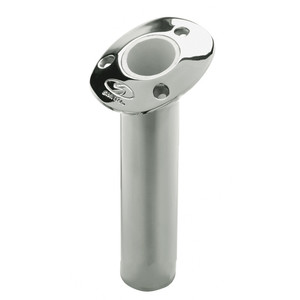 C.E. Smith Flush Mount Rod Holder - 15 Degree & 9" Depth - Stainless Steel - Cast Gimbal - White Vinyl Liner - 53671CA