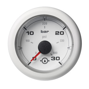 Veratron 52MM (2-1/16") OceanLink Transmission Oil Pressure Gauge - 30 Bar/440 PSI - White Dial & Bezel - A2C1066050001
