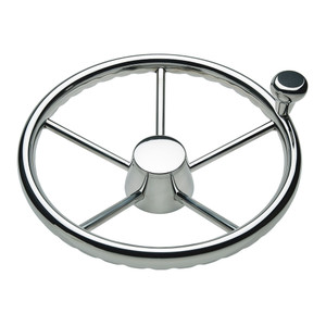 Schmitt Marine 170 Finger Grip Destroyer 5-Spoke 15.5" Stainless Steel Cap 3/4" Tapered Shaft w/Knob - 1731521FGK-R
