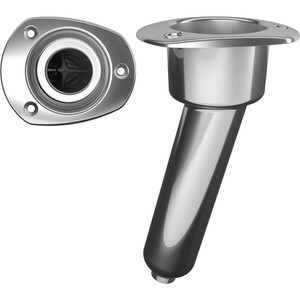 Mate Series Stainless Steel 15 Degree Rod & Cup Holder - Drain - Oval Top - C2015D