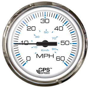 Faria Chesapeake White SS 4" Studded Speedometer - 60MPH (GPS) - 33839