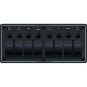 Blue Sea 8371 Water Resistant Panel - 8 Position - Black - Horizontal Mount - 8371