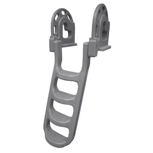 Dock Edge Stand-Off Flip-Up Polyethylene Roto Molded 4-Step Dock Ladder - Grey - DE2084F