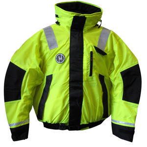First Watch AB-1100 Flotation Bomber Jacket - Hi-Vis Yellow/Black - Large - AB-1100-HV-L