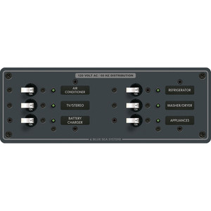 Blue Sea 8097 AC 6 Position Toggle Circuit Breaker Panel - White Switches - 8097