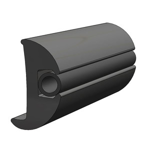 TACO Flexible Vinyl Black Rub Rail 1-1/16" x 1-7/8" 50'L - V11-2423BKA50-1
