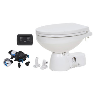 Jabsco Quiet Flush E2 Raw Water Toilet Regular Bowl - 12V &ndash; Soft Close Lid - 38245-4192RSP