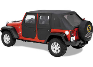 Bestop Inc. - 7686 Jeep Cj7; Full 2pc Fabric Doors Strikers Included; Black Denim - BES51778-15