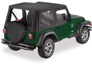 Bestop Inc. - 9702 Jeep Wrangler Replaceatop Fabric Soft Top Only Incl Clear Windowsblack Denim - BES51127-15