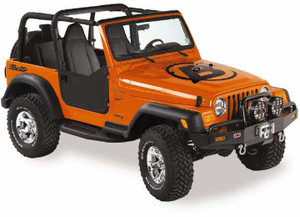 Bestop Inc. - 9706 Jeep Wrangler Lower Fabric Halfdoor Setblack Denim - BES53039-15