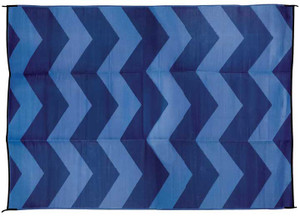 Camco - Outdoor Mat 9ft X 12ft Chevron Blue W/uv (eng/fr) - CMC42858