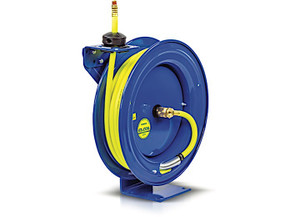 Cox Reels - Safety Series Spring Rew Hose Reel Air/water: 1/2in Id W/high Vis Safety 50ft Hybrid Hose 300 Psi - COXEZ-P-LP-450-HV