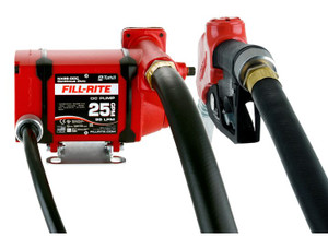 Fill-Rite - 25 Gpm 1224v Dc Ultra High Flow Pump 1inx18ft Hose Ultra High Flow Auto Nozzle. Foot Mount. - FILNX25-DDCNF-AA