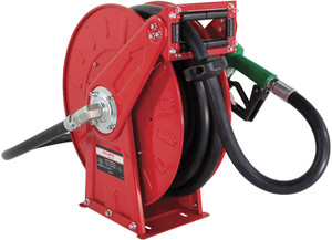 Fill-Rite - 3/4in X 25ft Retractable Fuel Hose Reel W/ Auto Nozzle For Gasoline Diesel Kerosene Light Oils - FILFRHR07525